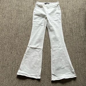 Express high rise, bell flare jeans, white, size 0R.